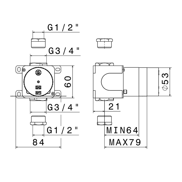 Newform Встраиваемая часть запорного вентиля 3/4" - Gidratop.ru изображение