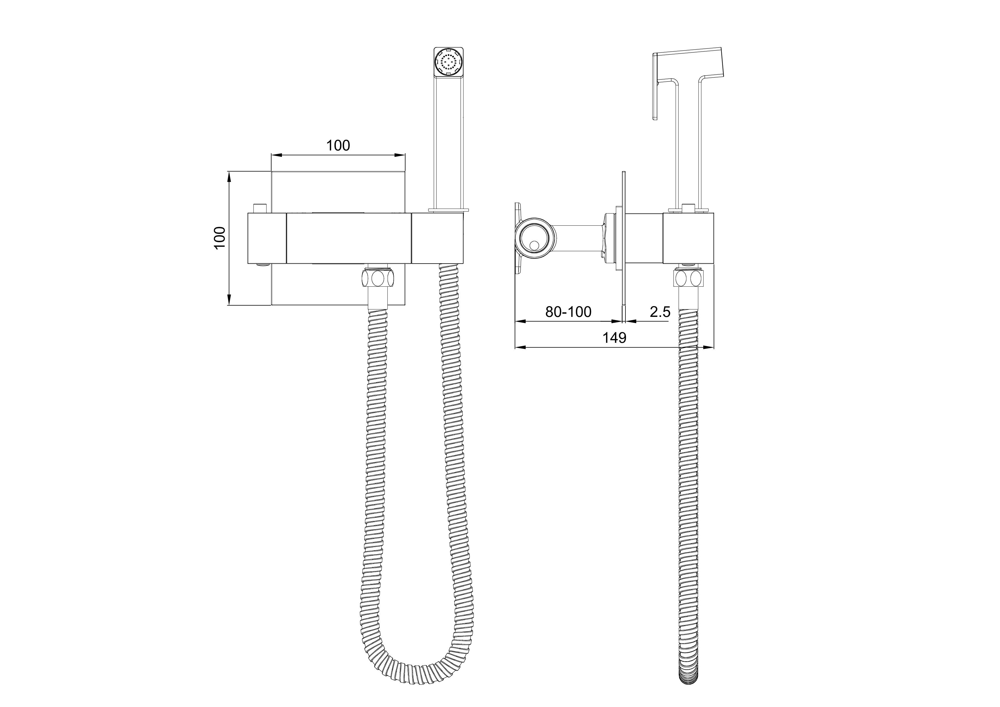 Смеситель с гигиеническим душем и термостатом встраиваемый WONZON & WOGHAND, Черный матовый (WW-88819903-MB) - Gidratop.ru изображение