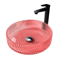 Раковина накладная стеклянная ABBER Glas AK2301OR красная - Gidratop.ru изображение