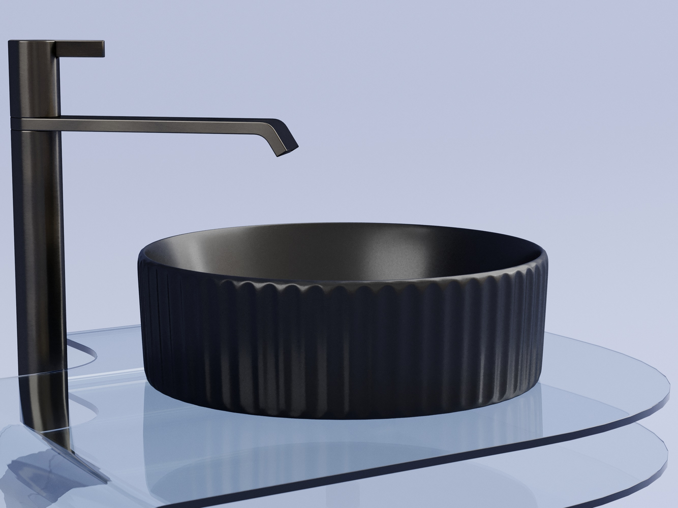 Умывальник чаша накладная круглая (цвет Черный Матовый) Element 360x360x115мм - Gidratop.ru изображение