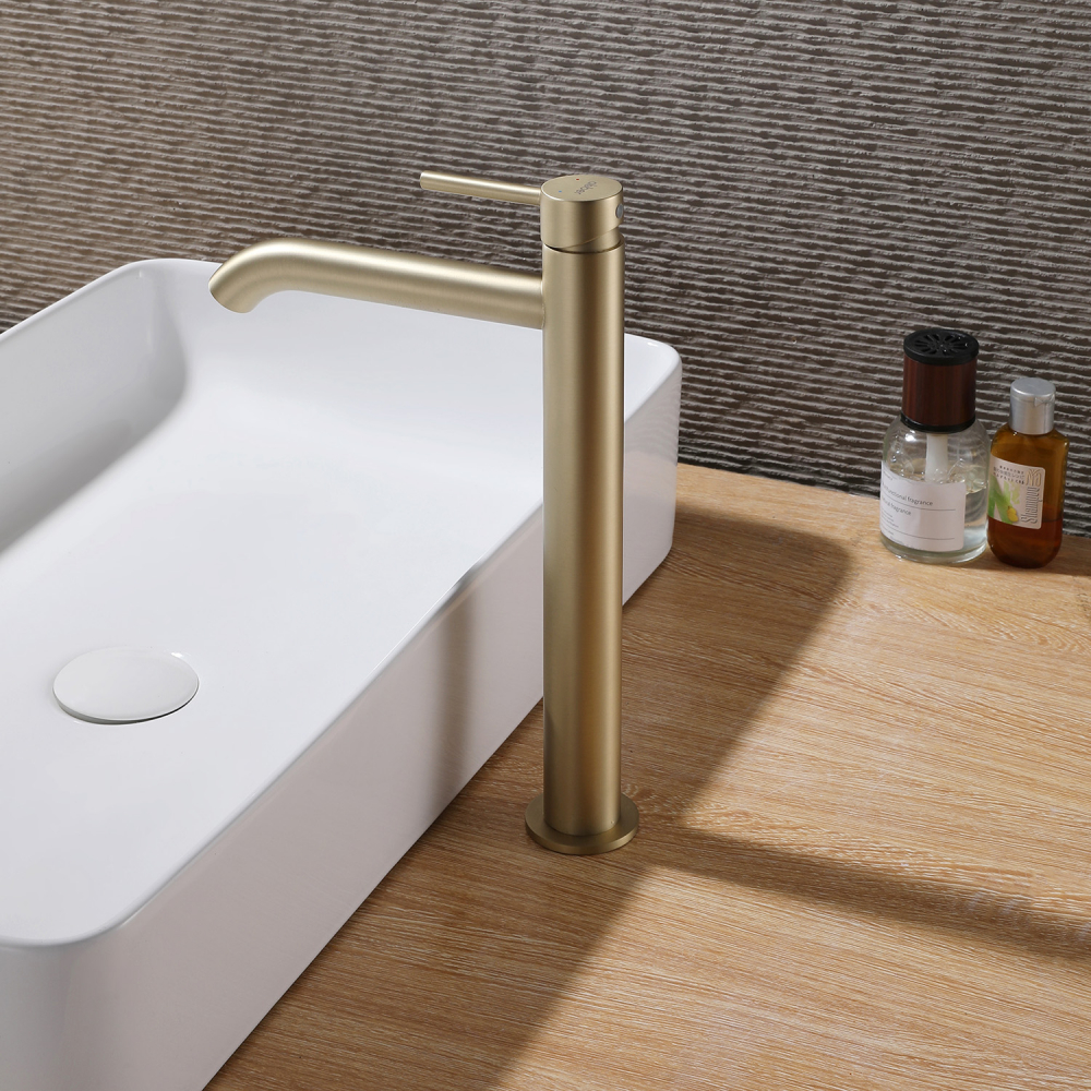 Смеситель ABBER Wasser Kreis AF8111G для накладной раковины, золото матовое - Gidratop.ru изображение