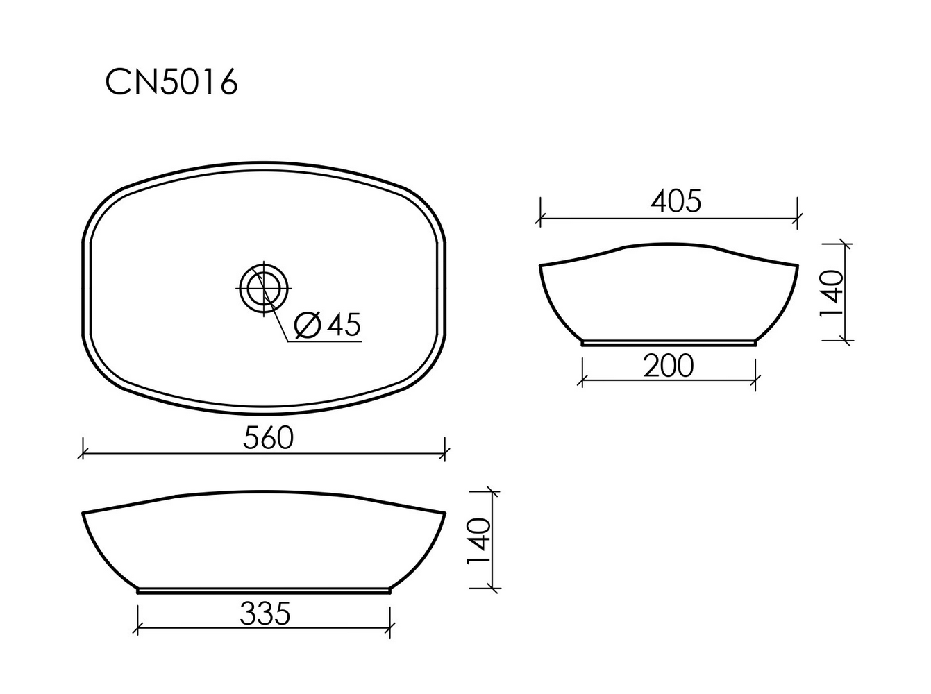 Умывальник чаша накладная овальная Element 560x400x155мм - Gidratop.ru изображение