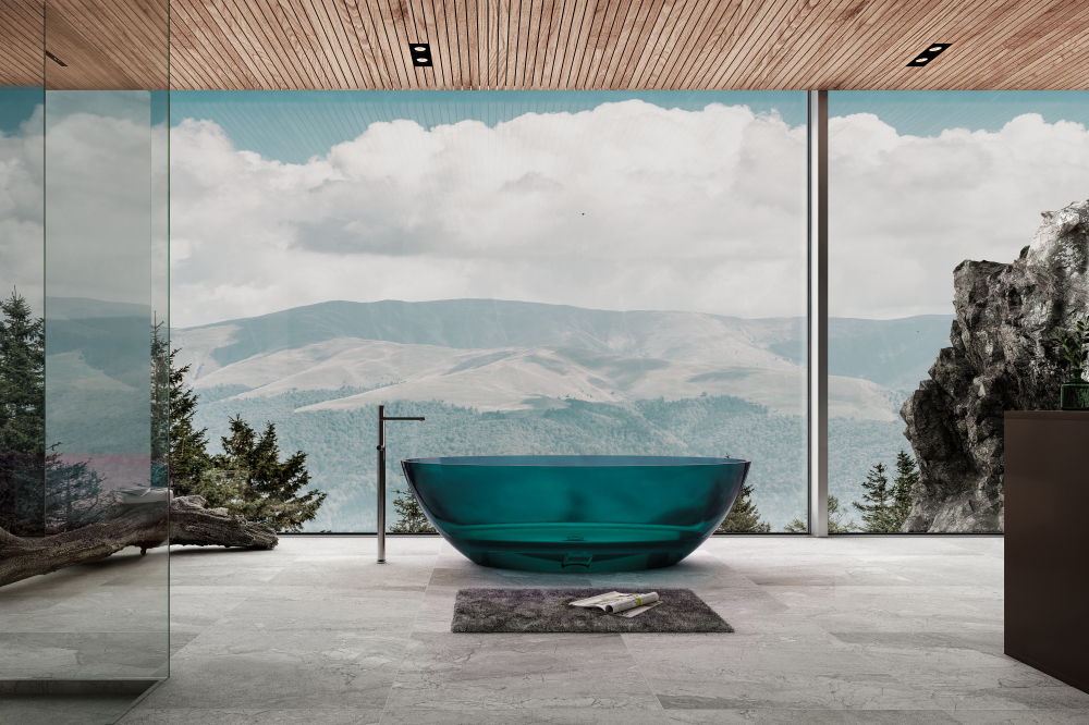 Прозрачная ванна ABBER Kristall AT9702Aquamarin бирюзовая - Gidratop.ru изображение