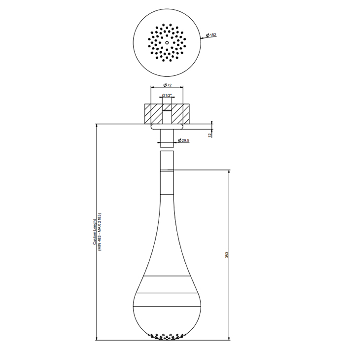 Gessi Goccia верхний душ для потолочного крепления каплевидной формы, с инд.высотой (490-2100мм), цвет: белый - Gidratop.ru изображение