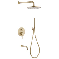 Душевая система ABBER Wasser Kreis AF8117G скрытого монтажа с изливом, золото матовое - Gidratop.ru изображение