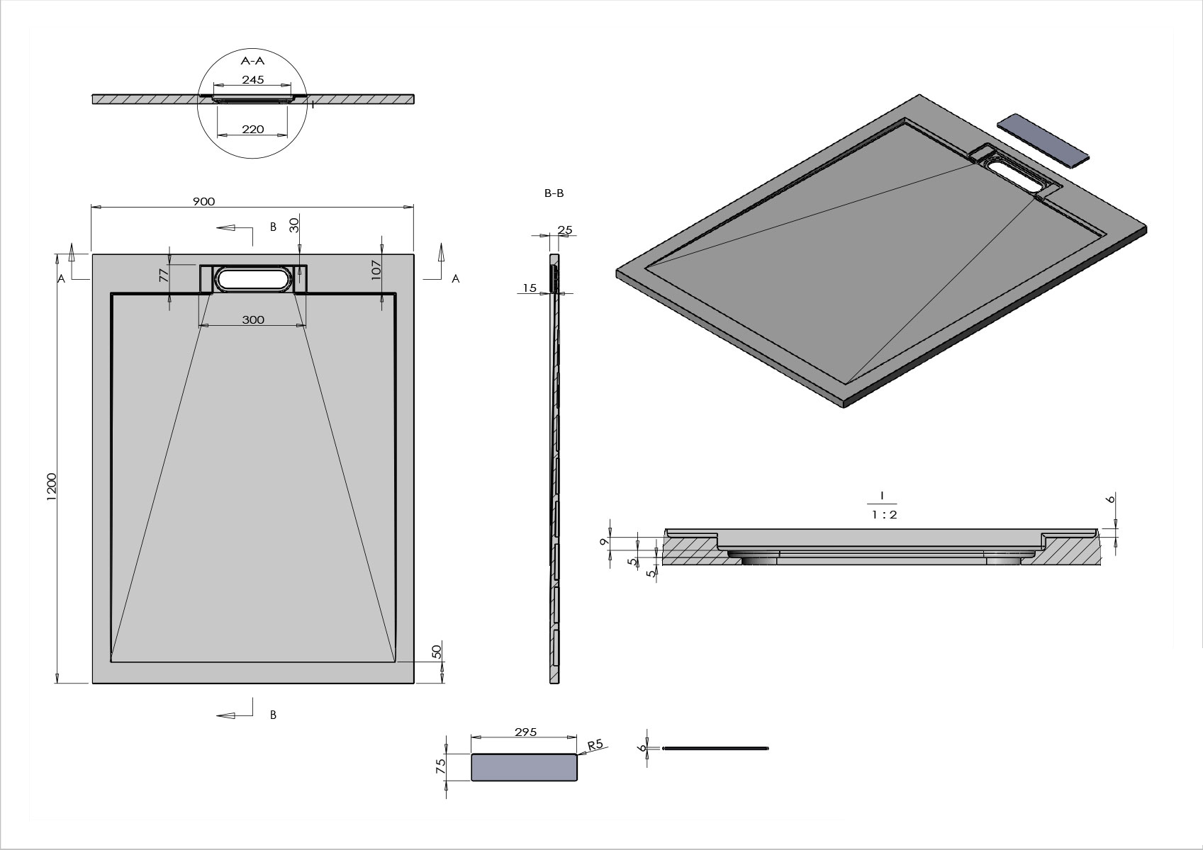 Поддон для душа из искусственного камня VST-4SRL9012C, 900*1200*25, бежевый - Gidratop.ru изображение