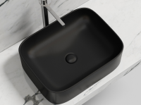 Умывальник чаша накладная прямоугольная (цвет Черный Матовый) Element 505x380x150мм - Gidratop.ru изображение
