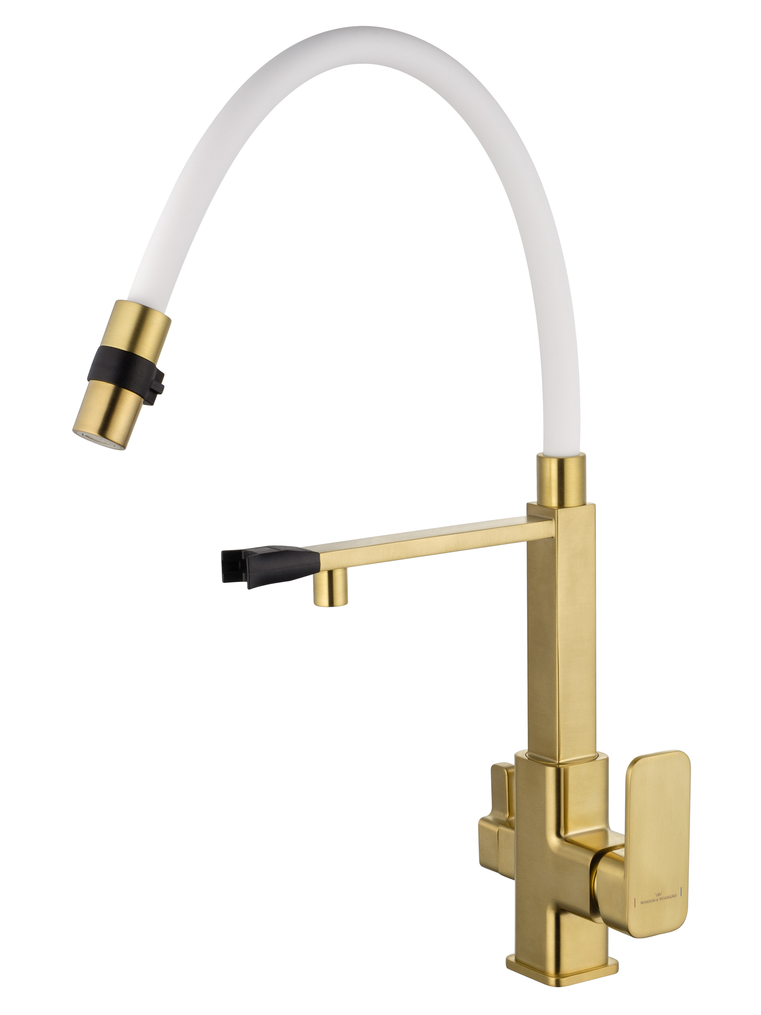 Смеситель для кухни с гибким изливом и подключением фильтра WONZON & WOGHAND, Брашированное золото (WW-88458012-BG（MW)) - Gidratop.ru изображение
