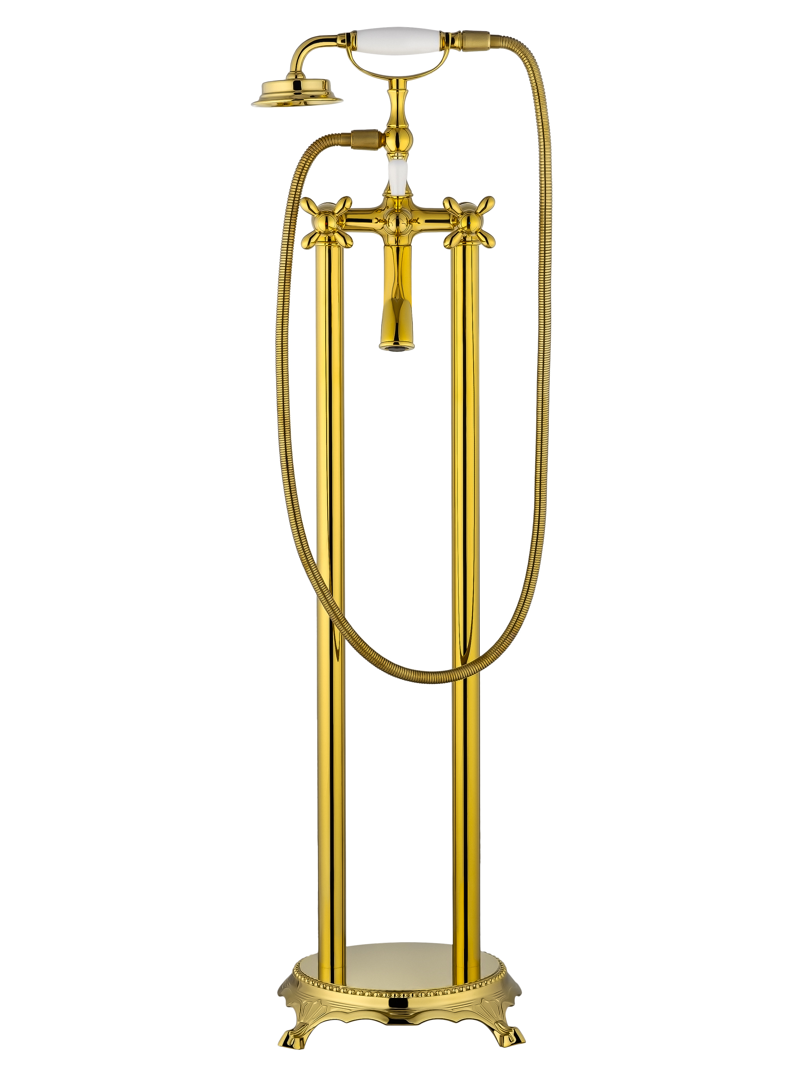 Смеситель для ванны напольного монтажа WONZON & WOGHAND RETRO, Глянцевое золото (WW-88649020-PG) - Gidratop.ru изображение