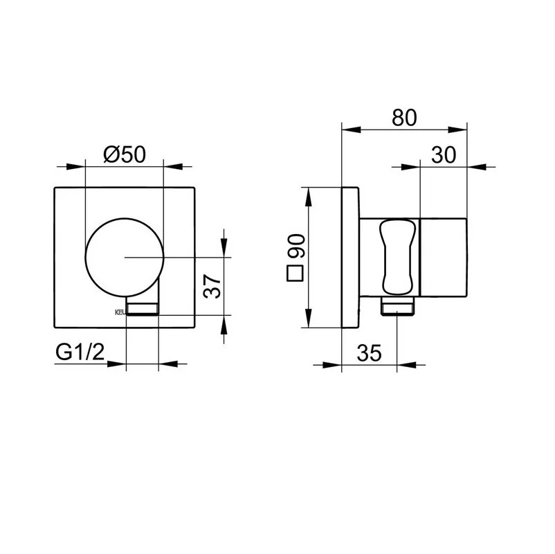 Переключатель потоков Keuco Ixmo 59556370202 на 2 потребителя, с выводом для шланга и держателем лейки, черный матовый - Gidratop.ru изображение