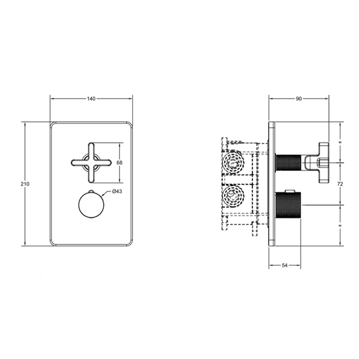 GESSI INCISO встраиваемый термостатический смеситель на 3 источника, резьба 1/2 (внешняя часть), цвет: nero XL - Gidratop.ru изображение