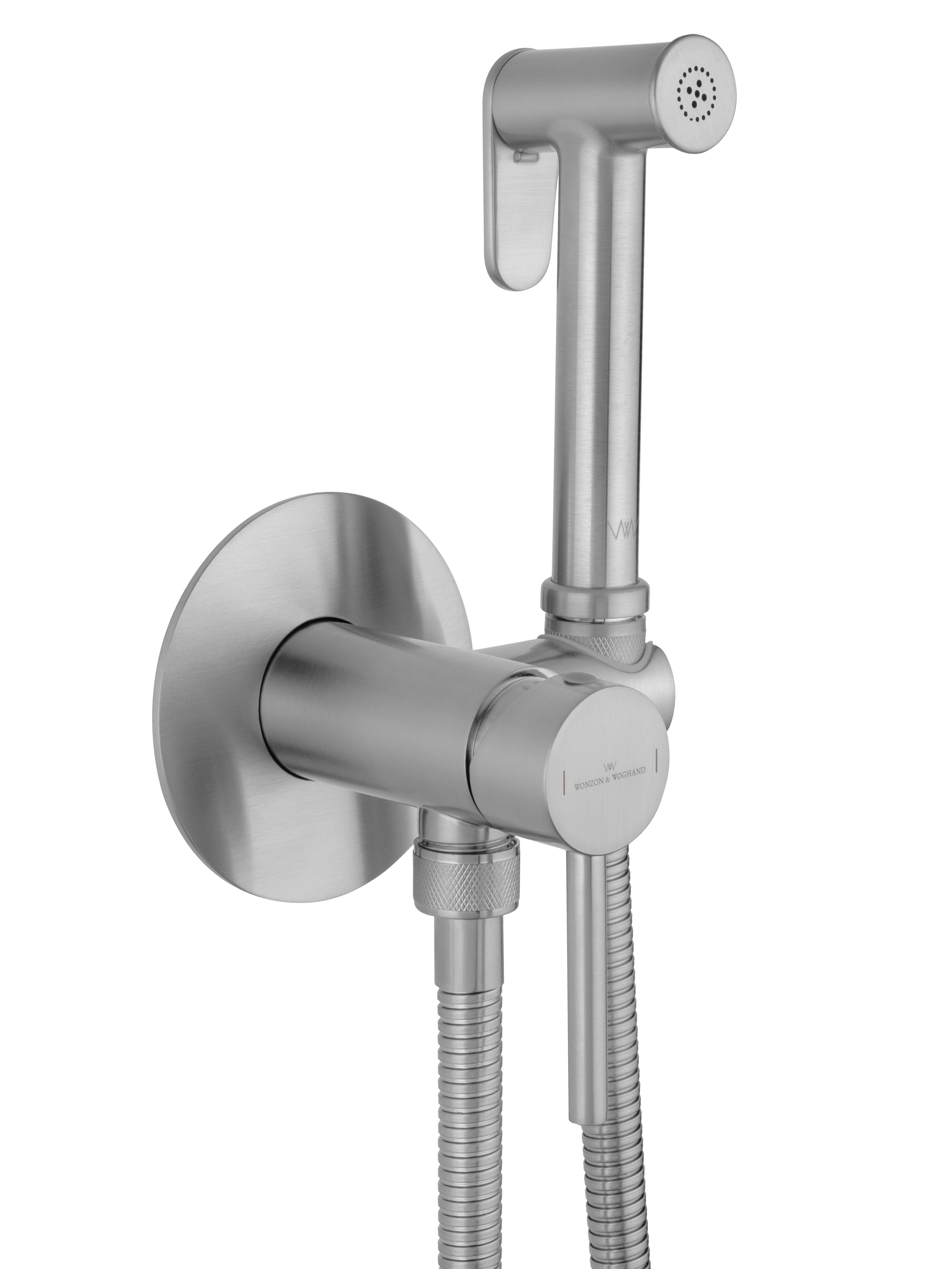 Смеситель с гигиеническим душем встраиваемый WONZON & WOGHAND STICK, Брашированный никель (WW-88829902-BN) - Gidratop.ru изображение
