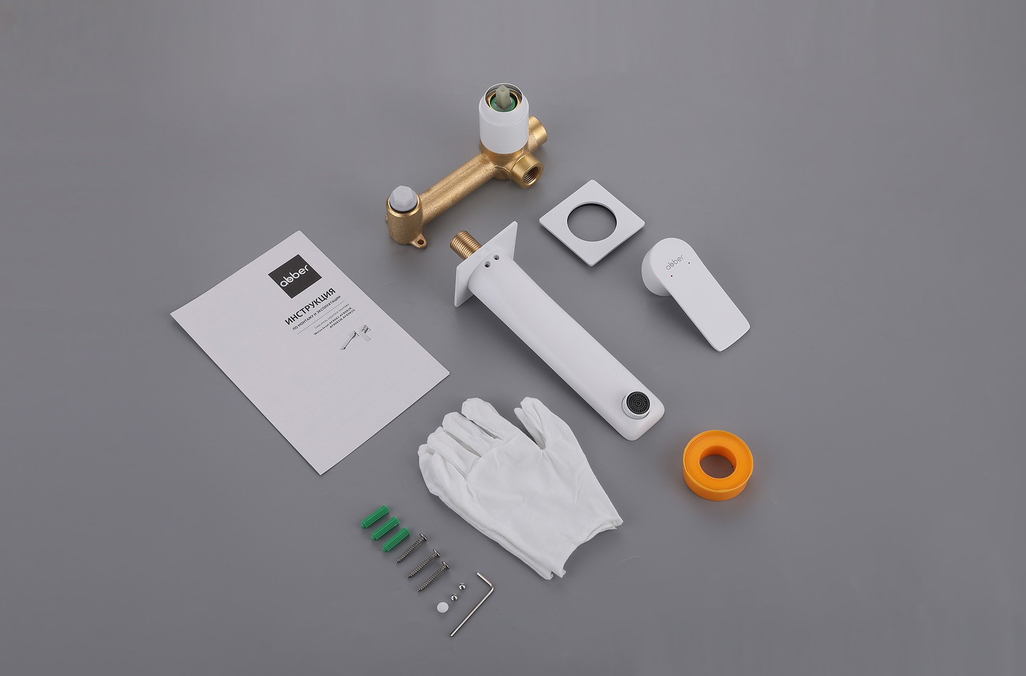 Смеситель ABBER Weiss Insel AF8082FW для раковины скрытого монтажа, белый матовый - Gidratop.ru изображение