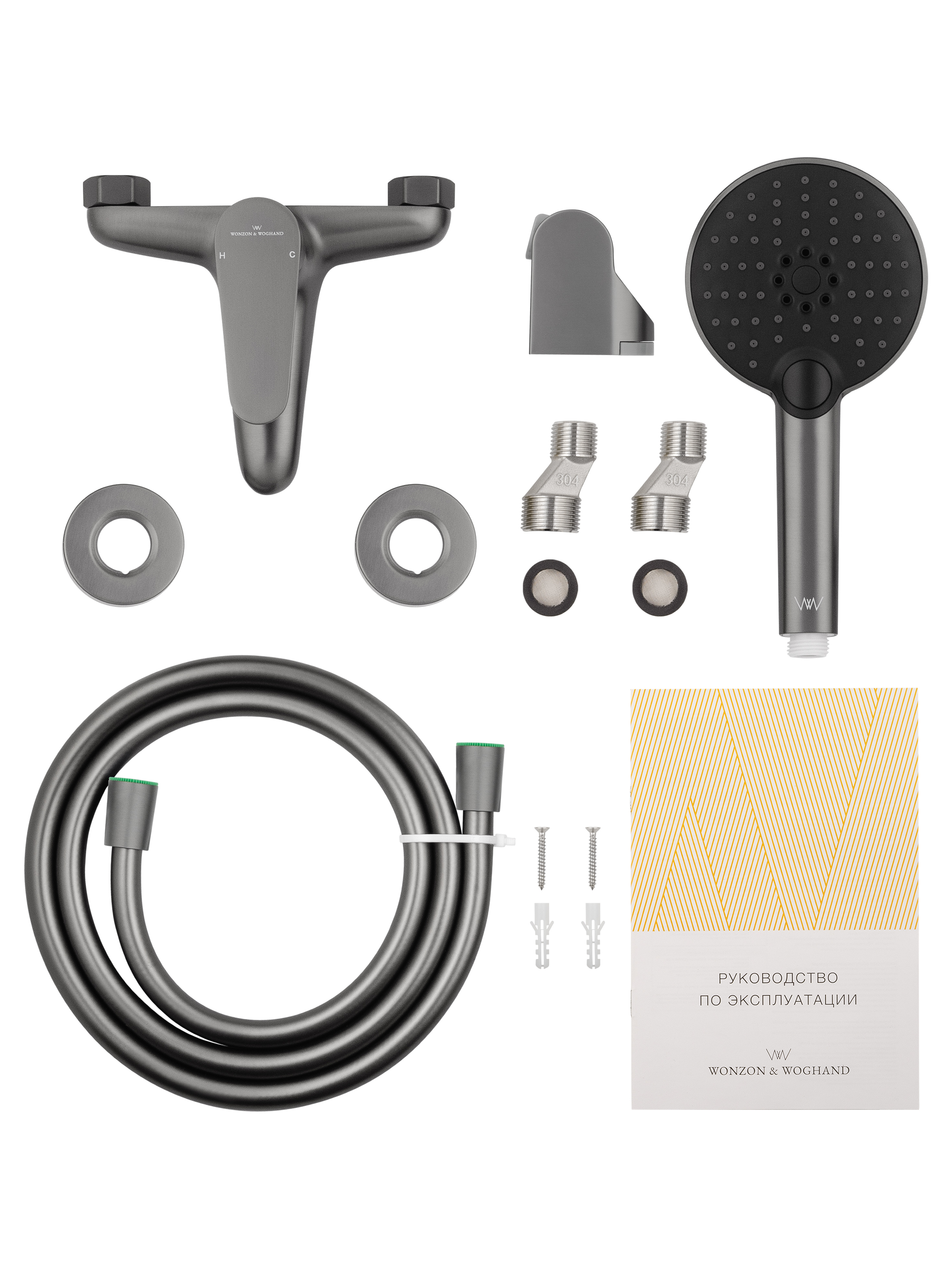 Смеситель для ванны с душем WONZON & WOGHAND ALFA, Темный графит (WW-AE3204-BGG) - Gidratop.ru изображение