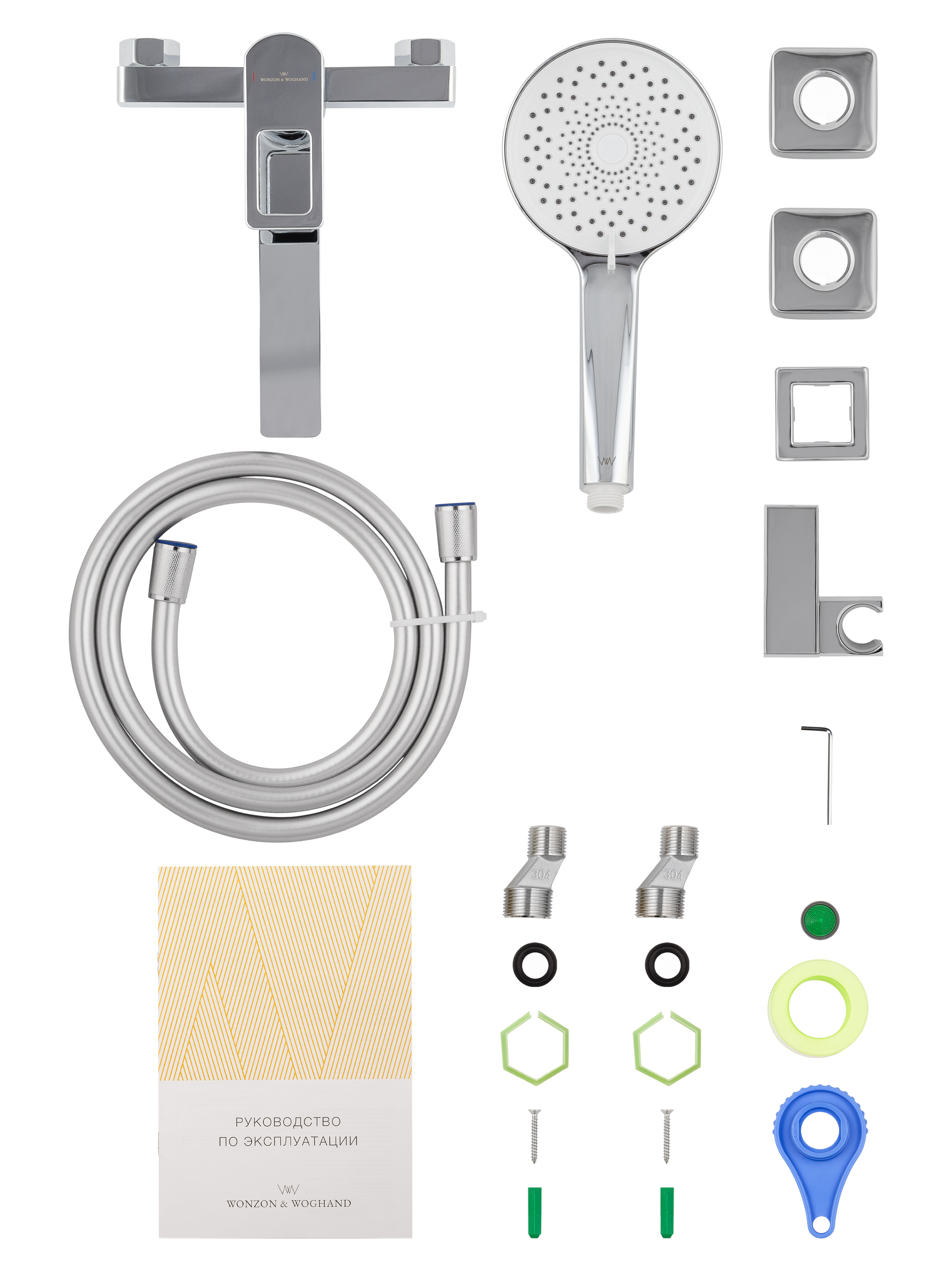 Смеситель для ванны с душем WONZON & WOGHAND FRAME, Хром (WW-88639010-CR) - Gidratop.ru изображение