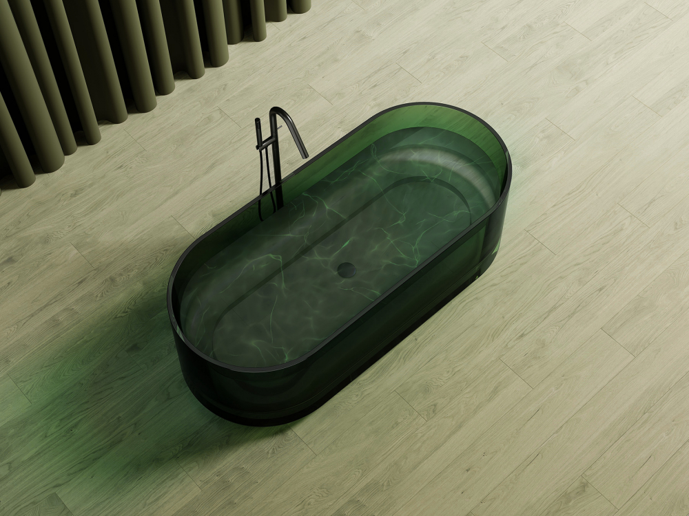 Прозрачная ванна ABBER Kristall AT9708Emerald зеленая - Gidratop.ru изображение