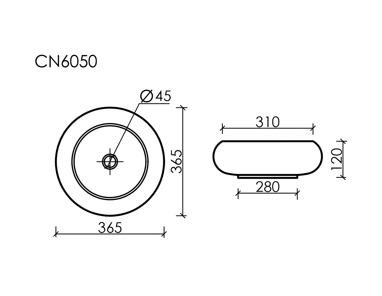 Умывальник чаша накладная круглая Element 360x360x120мм - Gidratop.ru изображение