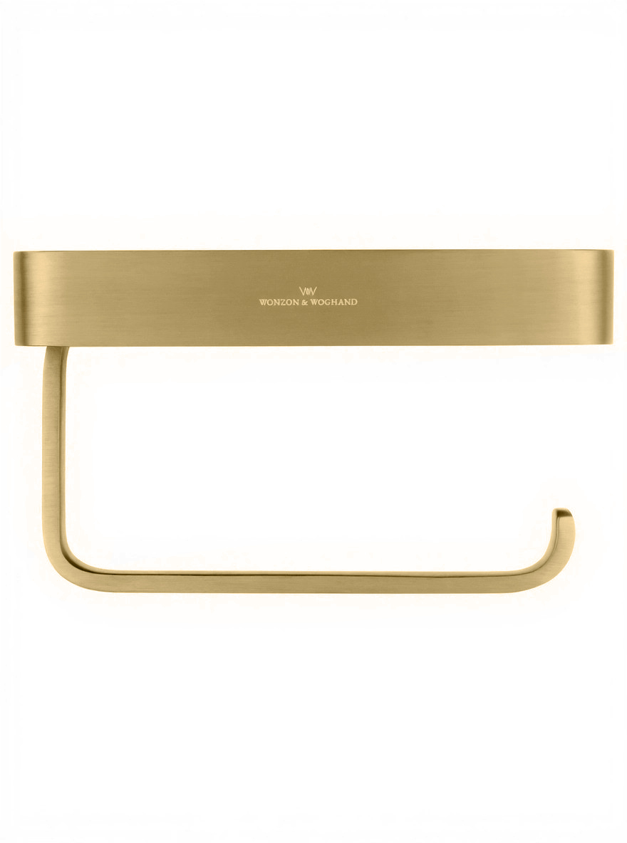 Держатель для туалетной бумаги с полкой WONZON & WOGHAND GRAFFITY, Брашированное золото (WW-9366-BG) - Gidratop.ru изображение