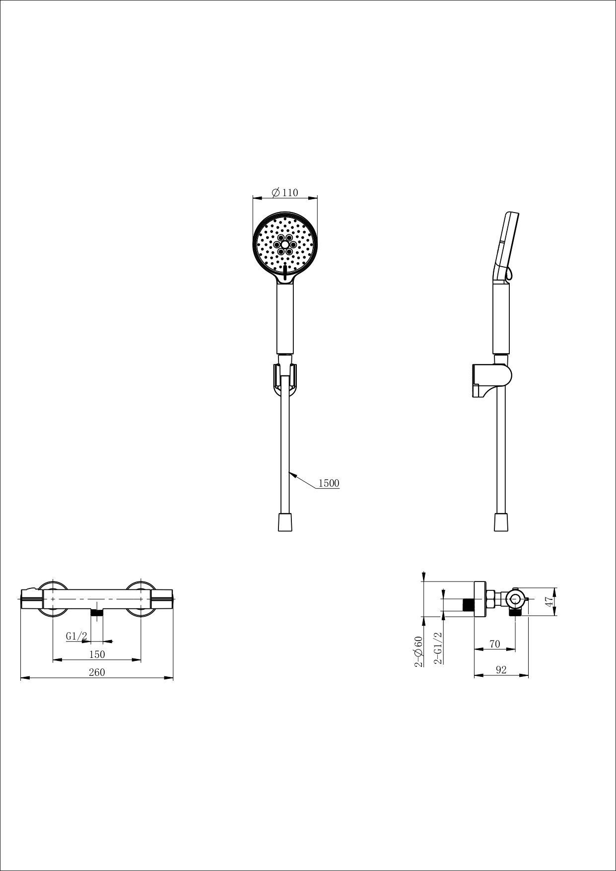 Смеситель для душа с термостатом WONZON & WOGHAND INN 5, Хром (WW-B2063-A-CR) - Gidratop.ru изображение