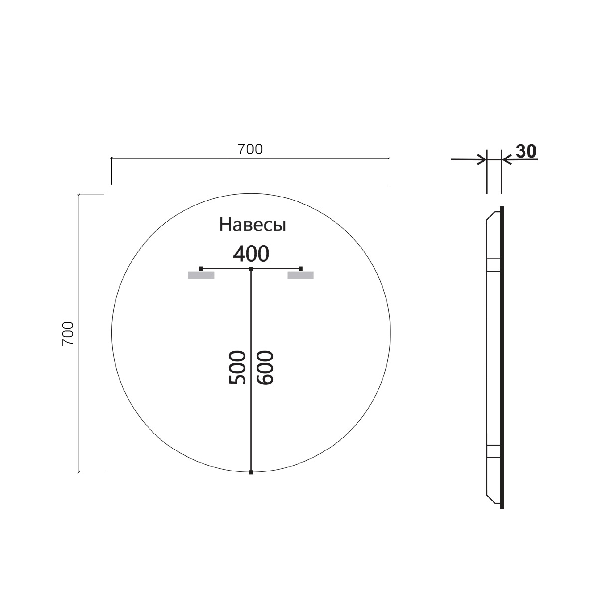 Зеркало LED VLM-3DE700 700x700 c сенсорным выключателем и диммером - Gidratop.ru изображение