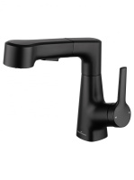 Смеситель для раковины с выдвижным изливом WONZON & WOGHAND, Черный матовый (WW-121B108-MB) - Gidratop.ru изображение