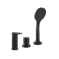 Gessi Emporio Via manzoni смеситель для ванны на 3 отверстия наполнение через слив-перелив, лейка, цвет: Black XL - Gidratop.ru изображение