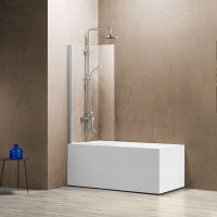 Душевая шторка на ванну VSB-11800CL, 800*1400, хром, стекло прозрачное - Gidratop.ru изображение