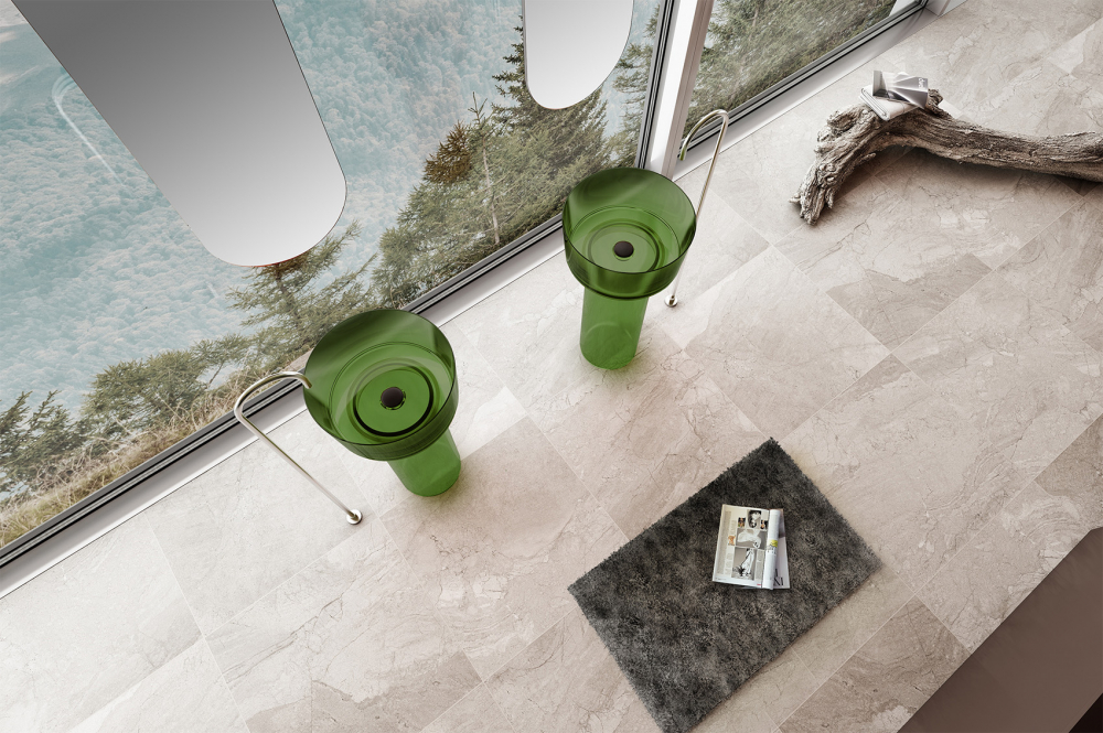 Раковина отдельностоящая прозрачная ABBER Kristall AT2702Emerald-H зеленая - Gidratop.ru изображение