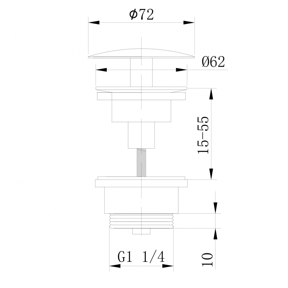 Донный клапан ABBER AF0012SP без перелива, фиксированный, сатин - Gidratop.ru изображение