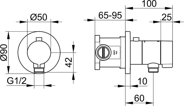 Смеситель Keuco IXMO_Solo, для душа с термостатом, хром, 59554010021 - Gidratop.ru изображение