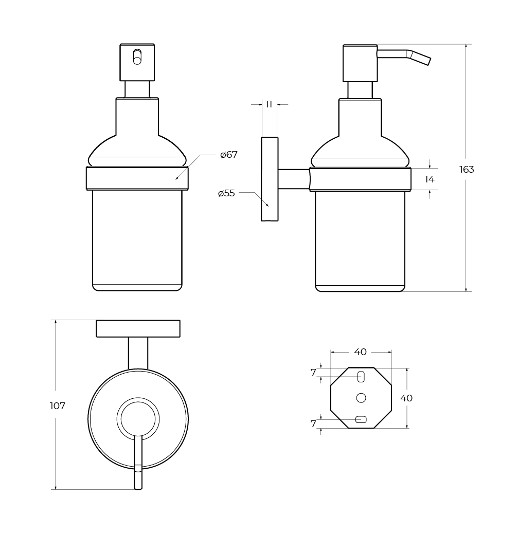 RELAX-SOIS-V-IN Диспенсер для мыла подвесной, стекло, исполнение сатин - Gidratop.ru изображение