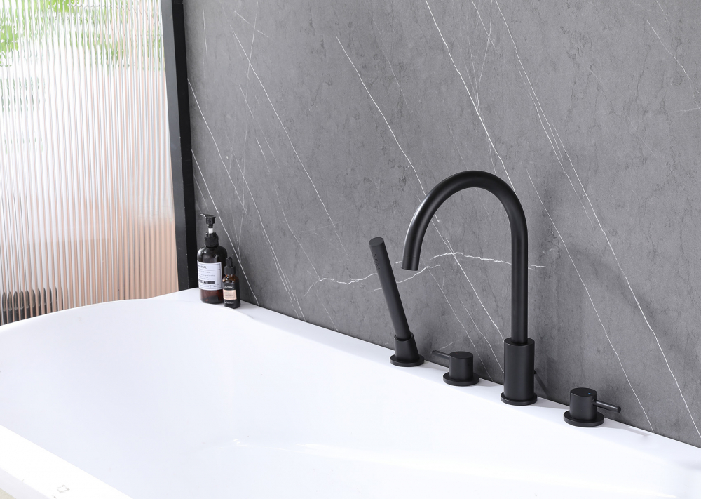 Смеситель ABBER Wasser Kreis AF8113B на борт ванны, черный матовый - Gidratop.ru изображение