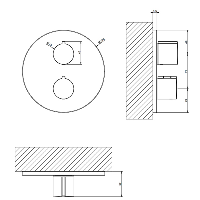 Gessi Emporio Via tortona внешние части для термостатического смесителя на 2 позиции, цвет: Chrome - Gidratop.ru изображение