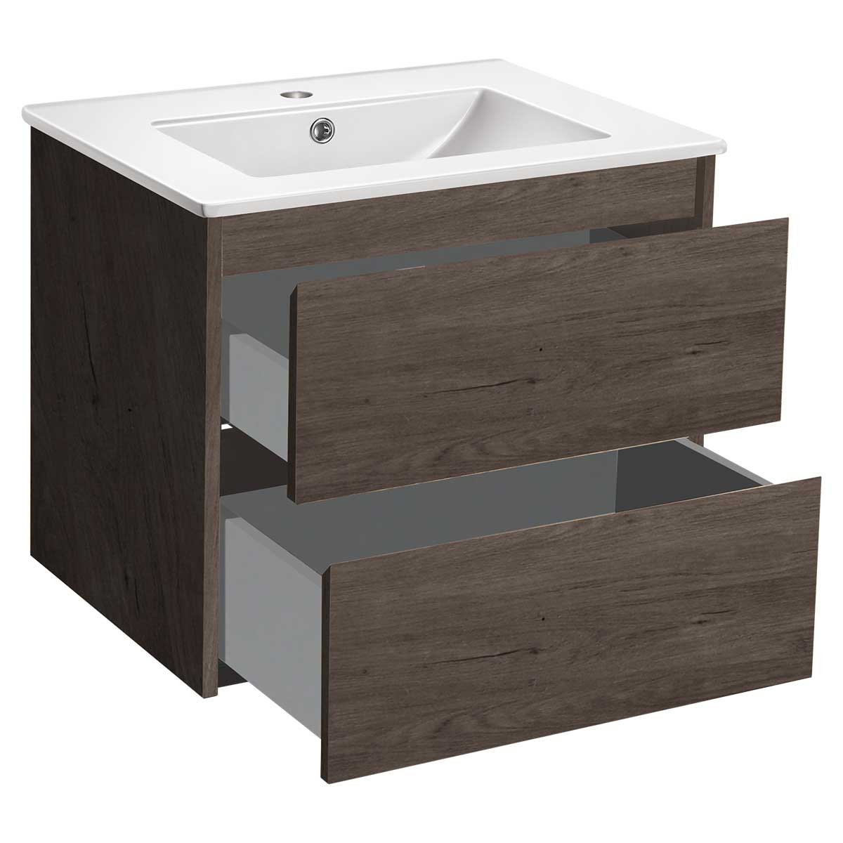 База под раковину Gio 600 подвесная, 2 выкатных ящика soft-close, R.Oak - Gidratop.ru изображение