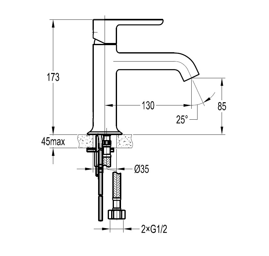 ECO-LS-01-W0 Смеситель для раковины однорычажный, без донного клапана, хром - Gidratop.ru изображение