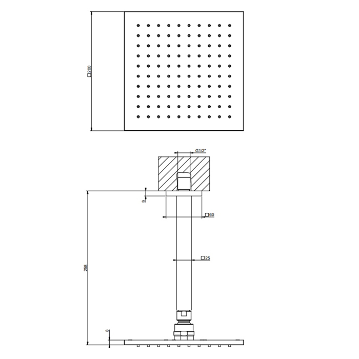 Gessi Emporio shower верхний душ потолочный, поворотная с шарниром, с защитой от известкового налёта, цвет: Black XL - Gidratop.ru изображение