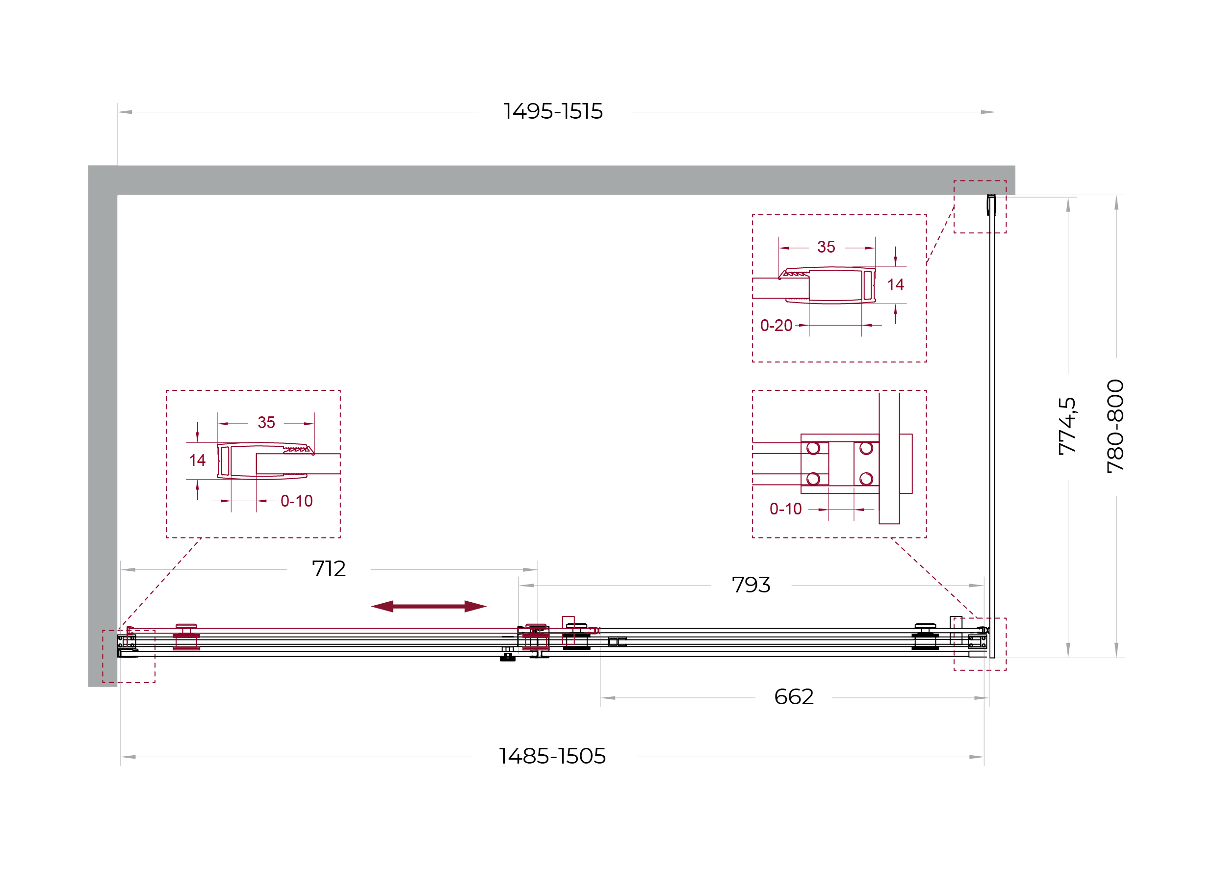 Душевой уголок BelBagno SOFT_CLOSE-2-AH-1-150/80-C-GM - Gidratop.ru изображение