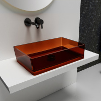 Раковина накладная прозрачная ABBER Kristall AT2803Opal коричневая - Gidratop.ru изображение