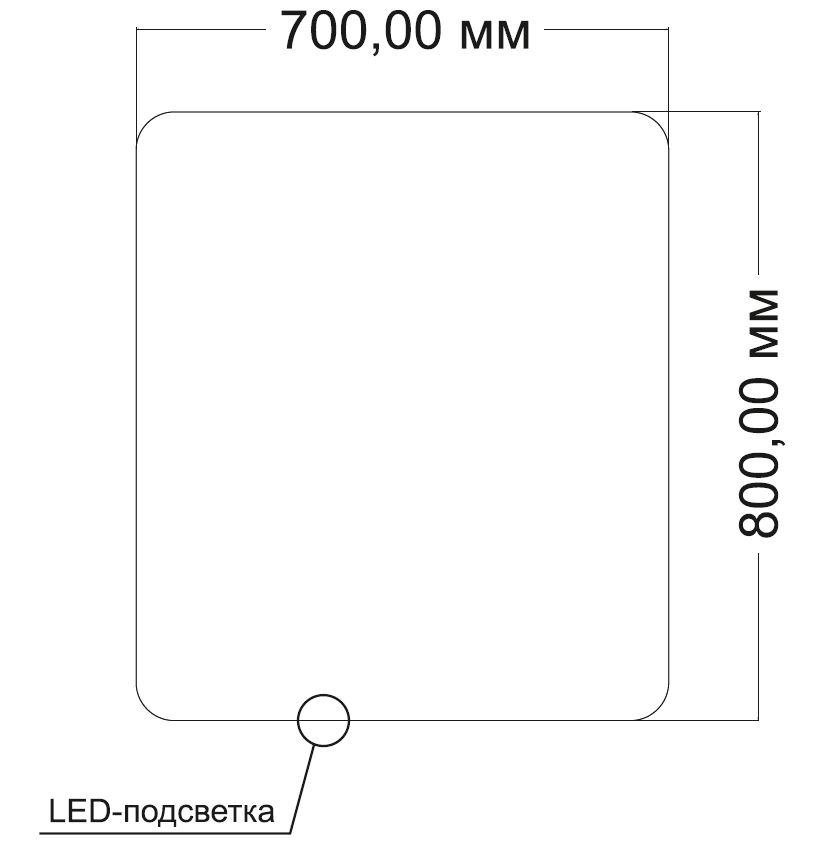 Зеркало LED VLM-3BE700 700х800 c сенсорным выключателем и диммером - Gidratop.ru изображение