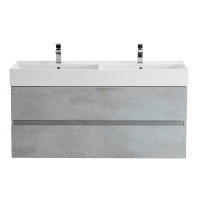 MOLVENO 46 База под раковину подвесная, под раковину с двумя чашами, с двумя выкатными ящиками, Beton, 1200x460x500, MOLVENO 46-120-2C-SO-2-BET - Gidratop.ru изображение