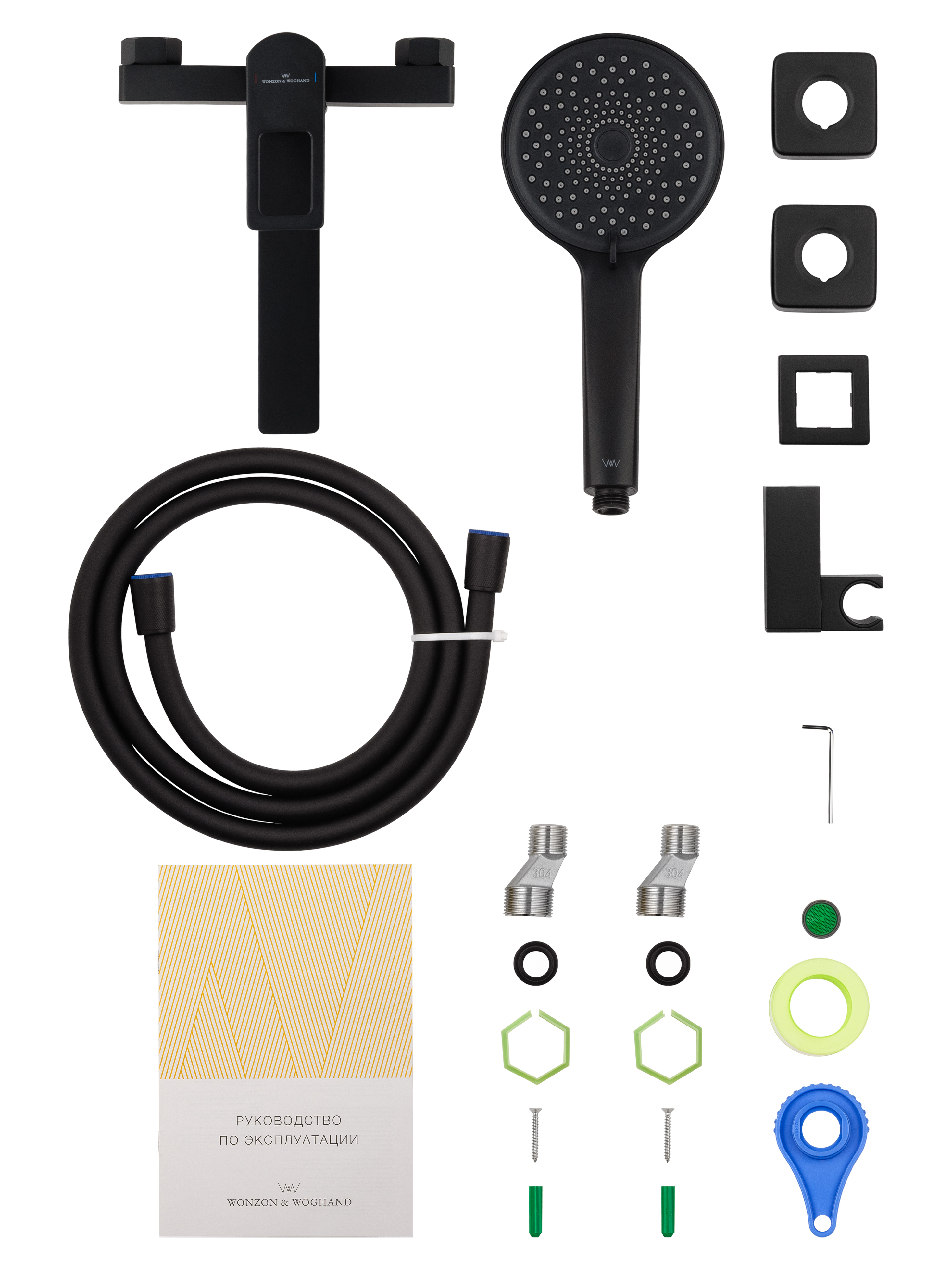 Смеситель для ванны с душем WONZON & WOGHAND FRAME, Черный матовый (WW-88639010-MB) - Gidratop.ru изображение