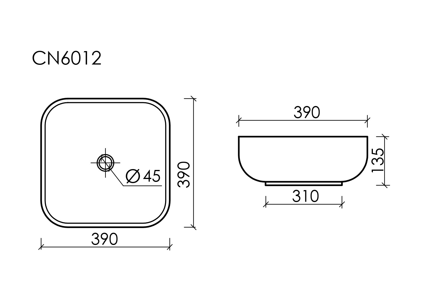 Умывальник чаша накладная квадратная Element 385x385x135мм - Gidratop.ru изображение