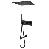 Душевая система ABBER Daheim AF8254B скрытого монтажа с изливом, термостат, черная матовая - Gidratop.ru изображение