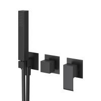 PORTA-VDM2-NOP Встраиваемый смеситель для ванны и душа однорычажный, на 3 выхода, в комплекте с ручным душем, исполнение черный матовый