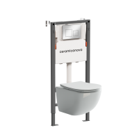 Комплект Подвесной унитаз FORMA Rimless + Система инсталляции Balance кнопка Square, хром глянцевый