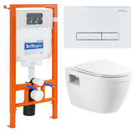 Комплект 3 в 1 Унитаз подвесной с сиденьем BelBagno LOTO BB070CHR/SC + Система инсталляции для унитазов BelBagno BB002-80  с кнопкой смыва BB018-GV-BIANCO - Gidratop.ru изображение