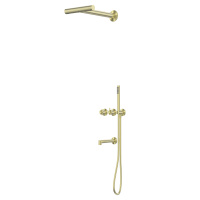 Душевая система ABBER Perfekte 316 AF8A50BG скрытого монтажа с изливом, золото брашированное - Gidratop.ru изображение