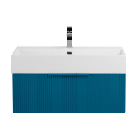 PREMIUM Тумба подвесная под раковину с выдвижным ящиком, 55418 Plisse Blu petrolio, 70x44x25 - Gidratop.ru изображение