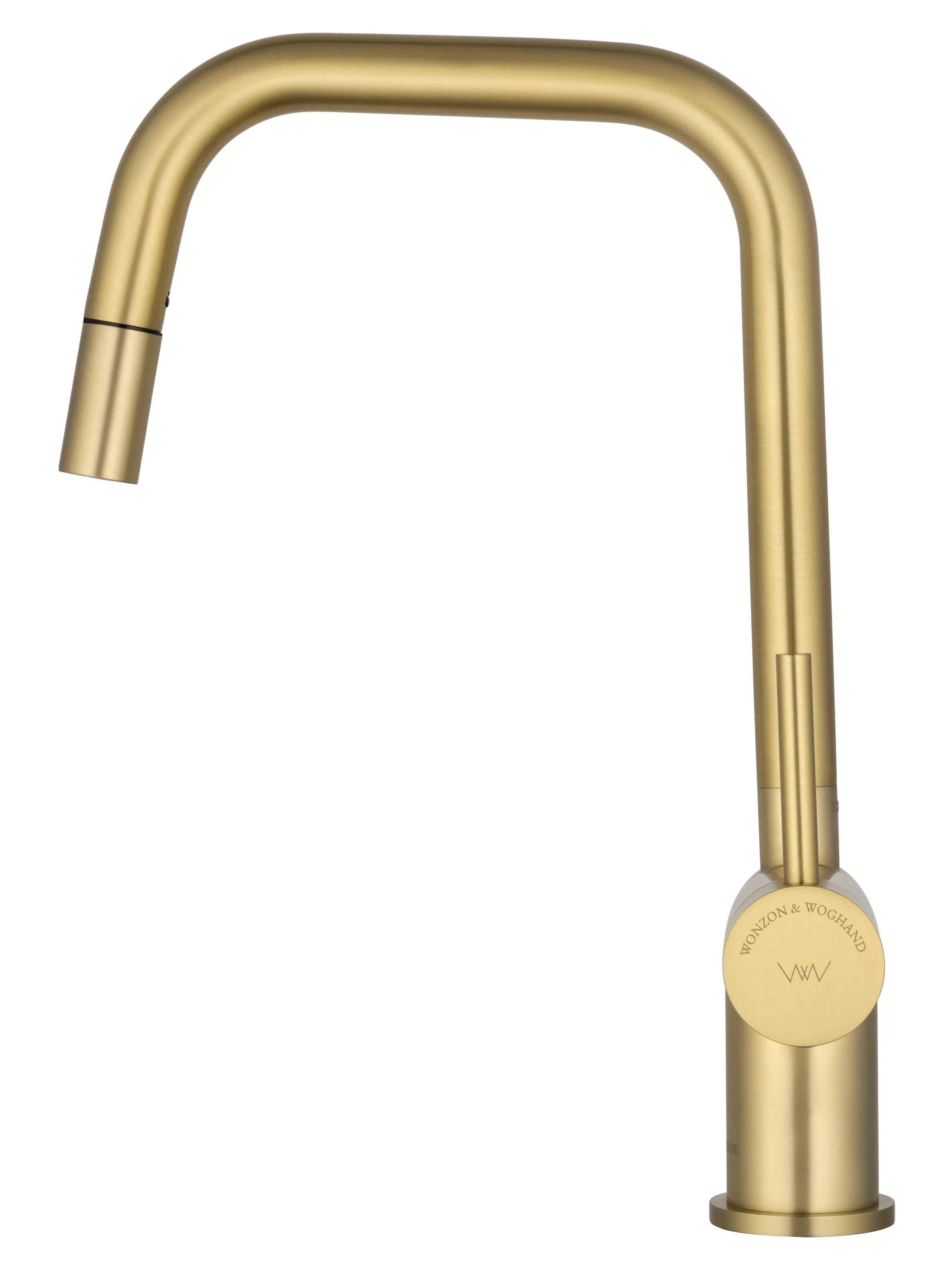 Смеситель для кухни с выдвижым изливом WONZON & WOGHAND, Брашированное золото (WW-6018-BG) - Gidratop.ru изображение