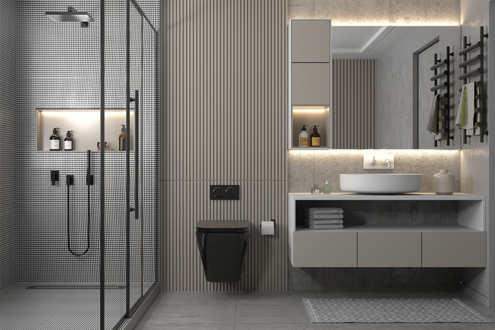 Комплект подвесной унитаз ABBER Rechteck AC1201MB черный матовый с инсталляцией AC0105 и кнопкой AC0121NG никель - Gidratop.ru изображение
